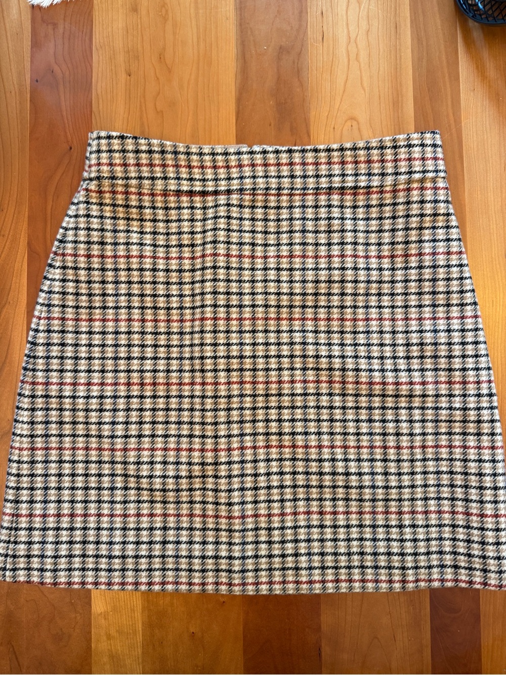 Classic Herringbone Wool Blend A-Line Mini Skirt